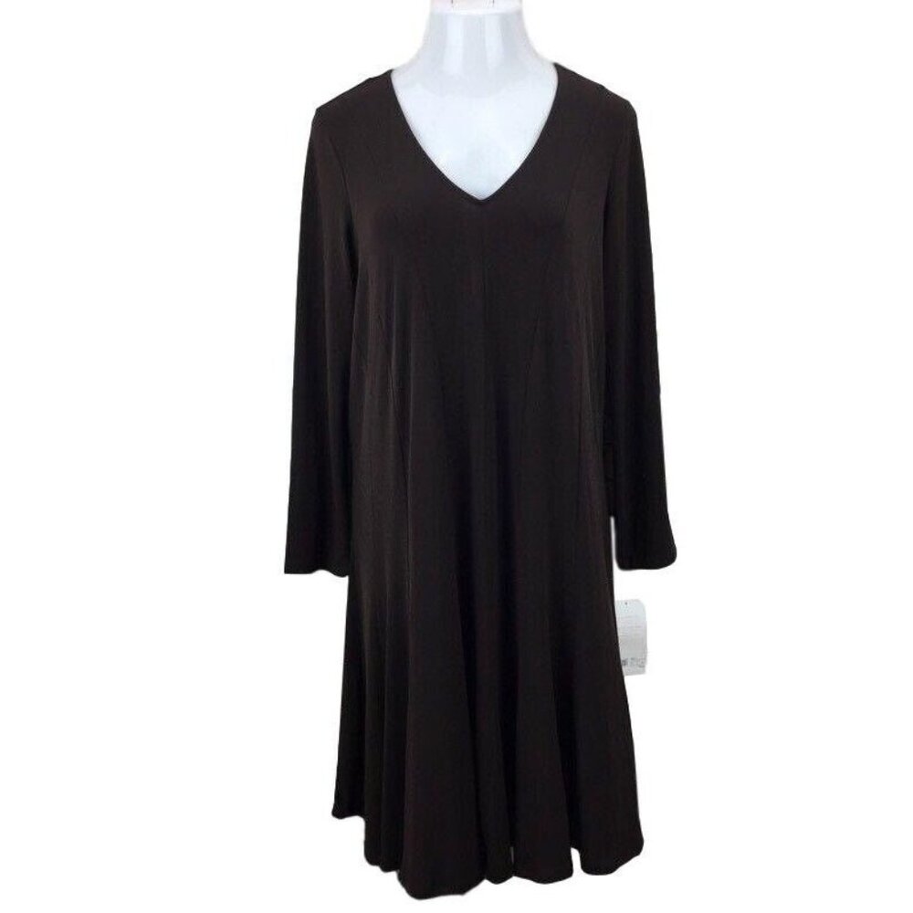 Womens Maternity Dress  Large V-Neck A-Line Liz Lange Brown